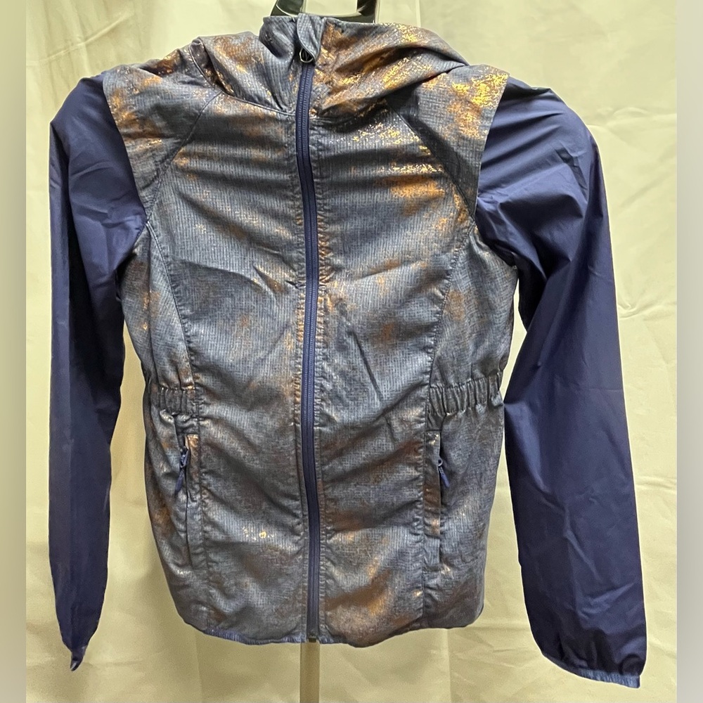 Ivivva bluish purple  with bronze splatter/accents kids like windbreaker